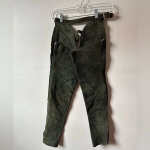 Kid Green Suede Leather Barnstable Riding Chaps Size 12